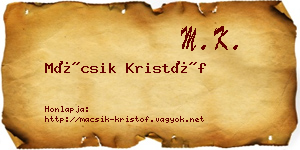 Mácsik Kristóf névjegykártya